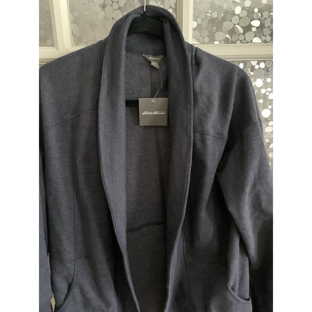 NWT Eddie Bauer Kimono Sweatshirt Cardigan Sz L Shawl Collar Open Front - Picture 2 of 4